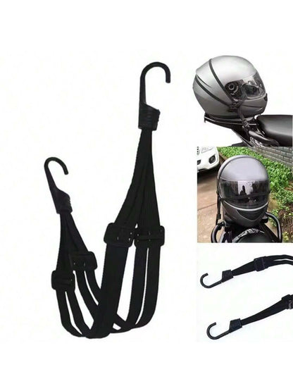 1pc Four-In-One Multifunctional High-Strength Rubber Elastic Bungee Cords With Hooks Stretchable Straps For Motorcycle Electric Bicycle Helmet Rear Box Seat Fixed Strap