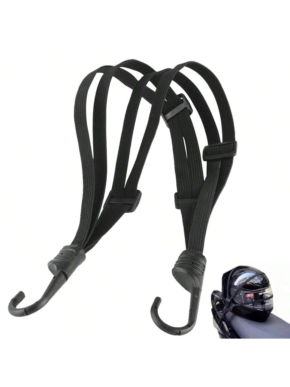 1pc Four-In-One Multifunctional High-Strength Rubber Elastic Bungee Cords With Hooks Stretchable Straps For Motorcycle Electric Bicycle Helmet Rear Box Seat Fixed Strap