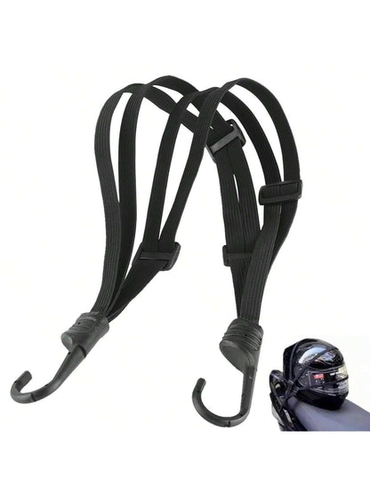 1pc Four-In-One Multifunctional High-Strength Rubber Elastic Bungee Cords With Hooks Stretchable Straps For Motorcycle Electric Bicycle Helmet Rear Box Seat Fixed Strap