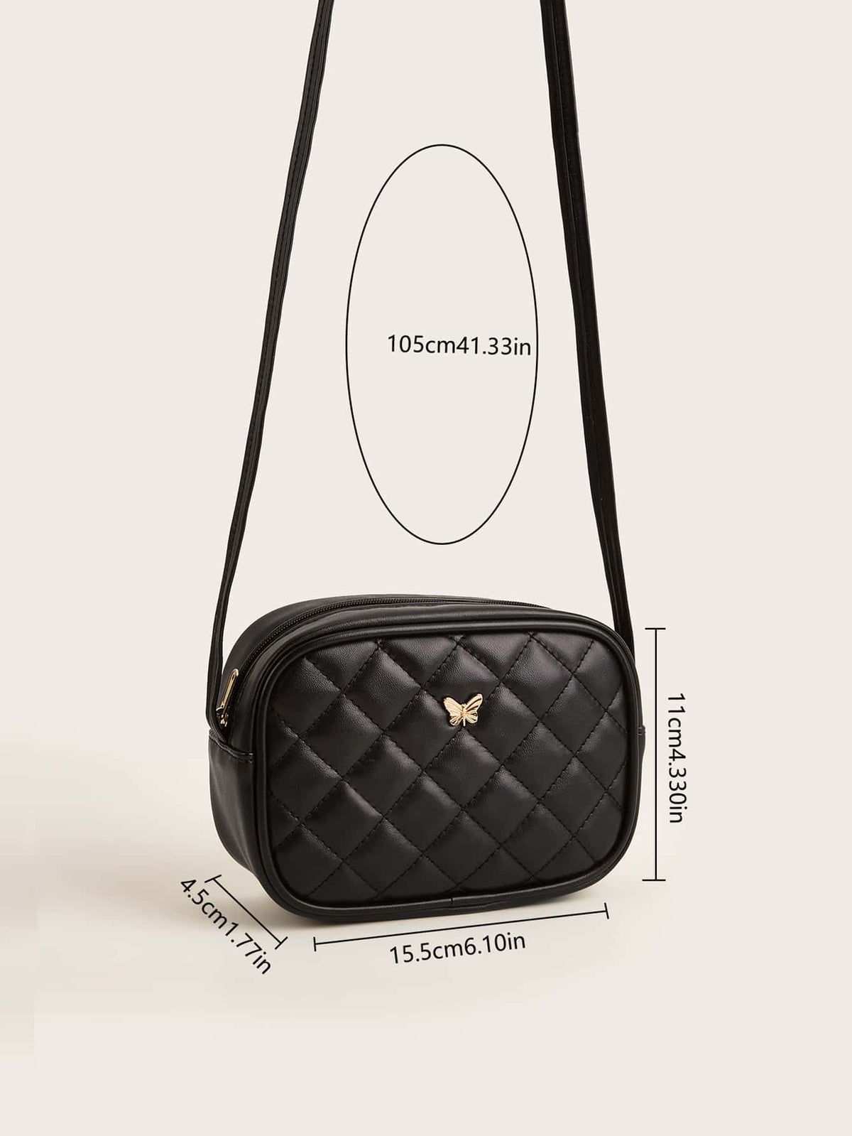 1pc Girls' Black Pu Plaid Stitching & Fashionable Square Shape Crossbody Bag For Everyday Use