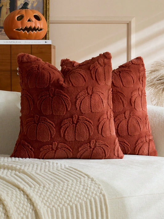 1pc Halloween Caramel Pumpkin Decorative Throw Pillow Cover, Reverse Dutch Velvet Fabric, Square Cushion Cover, Holiday Home Pillowcase Decor, Soft Comfortable Velvet Fabric, Modern Decorative Sofa, H