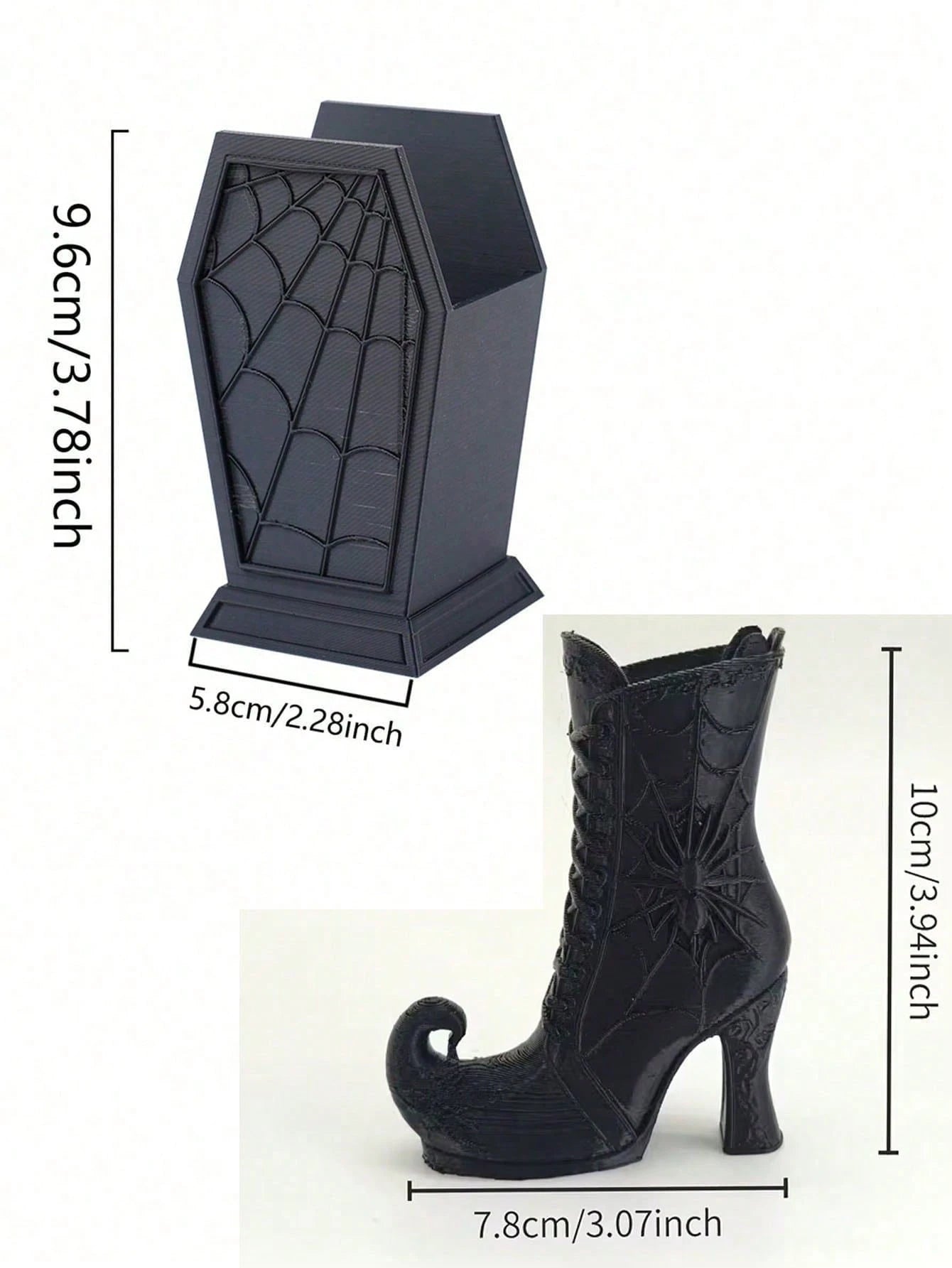 1pc Halloween Spider Web Storage Rack, Multi-Functional Makeup Brush Holder, Freestanding Desktop Organizer, Coffin Shaped Desktop Makeup Brush Holder, Suitable For Vanity Or Office Decor, Halloween A