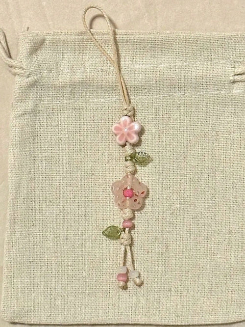1pc Handmade Ceramic Flower & Star Phone Lanyard, Handwoven Ceramic Beaded Phone Strap, Unique Niche Mori Style Bag/Car Key Charm, Cute Small Item (Actual Size May Slightly Differ From Photo Due To Sh