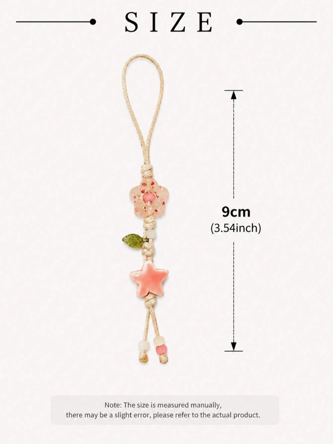 1pc Handmade Ceramic Flower & Star Phone Lanyard, Handwoven Ceramic Beaded Phone Strap, Unique Niche Mori Style Bag/Car Key Charm, Cute Small Item (Actual Size May Slightly Differ From Photo Due To Sh