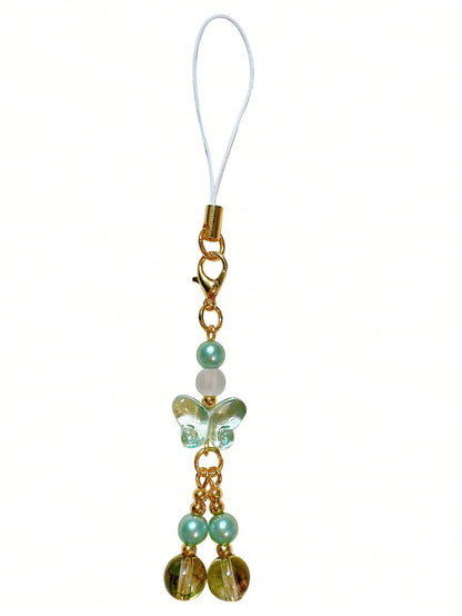 1pc Handmade Ceramic Flower & Star Phone Lanyard, Handwoven Ceramic Beaded Phone Strap, Unique Niche Mori Style Bag/Car Key Charm, Cute Small Item (Actual Size May Slightly Differ From Photo Due To Sh