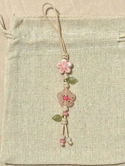 1pc Handmade Ceramic Flower & Star Phone Lanyard, Handwoven Ceramic Beaded Phone Strap, Unique Niche Mori Style Bag/Car Key Charm, Cute Small Item (Actual Size May Slightly Differ From Photo Due To Sh