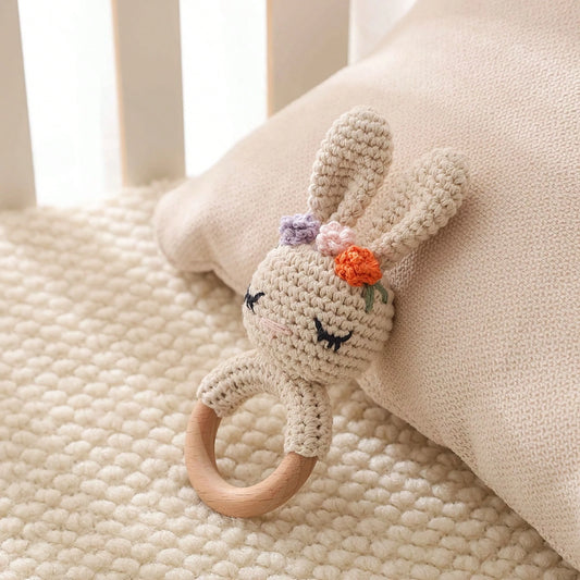 1pc Handmade Crochet Baby Rattle, Animal Rattle, Parent-Child Interactive Toy, Built-In Bell, Cute 3D Design, Rich Details, Attract Baby's Attention, Exercise Baby's Hearing, Gift For New Mom, Christm