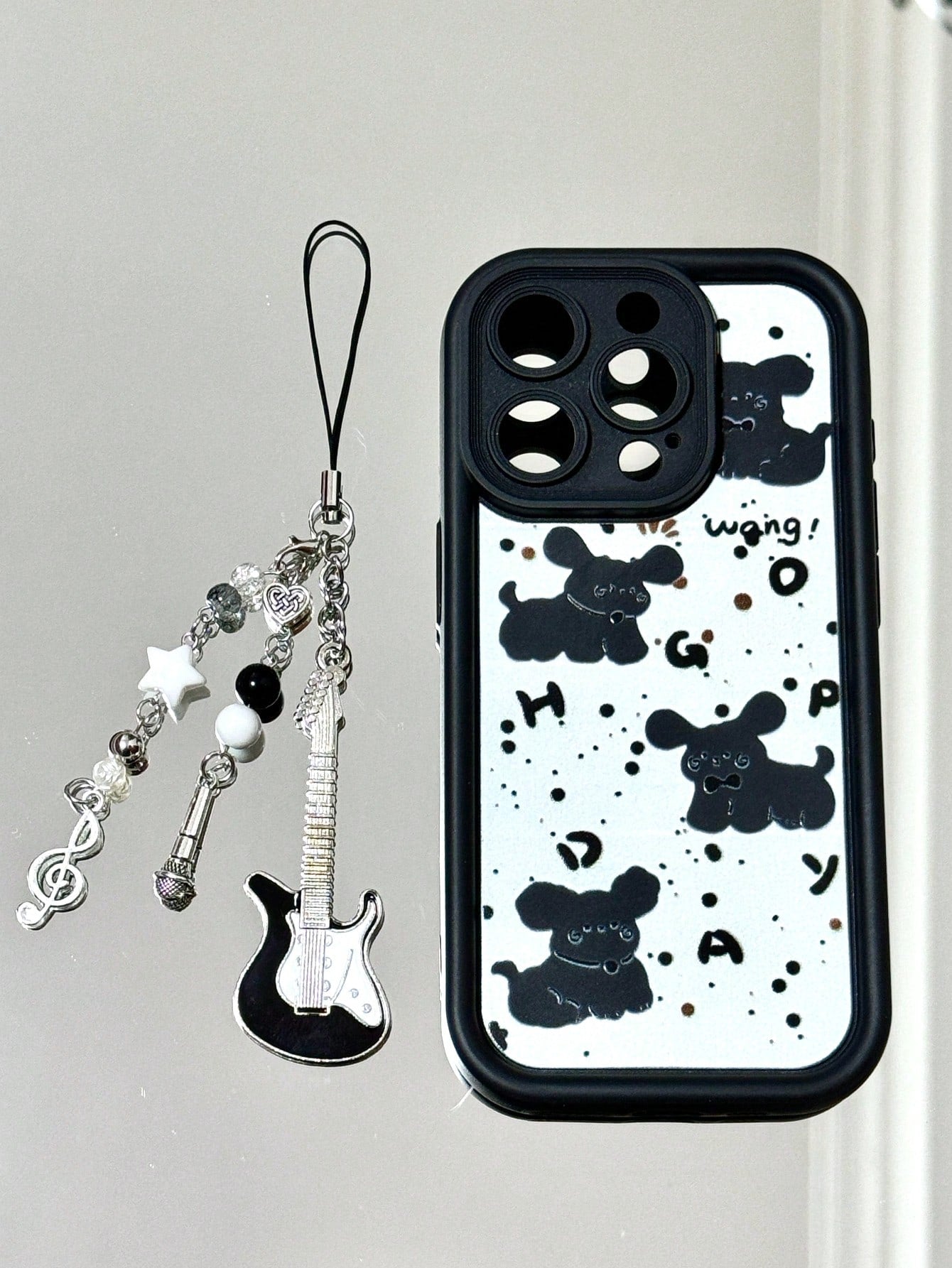 1pc Handmade Guitar Note Beaded Keychain, Minimalist Girly Ins Style Phone Charm, Cute Accessory For Daily Use By Women