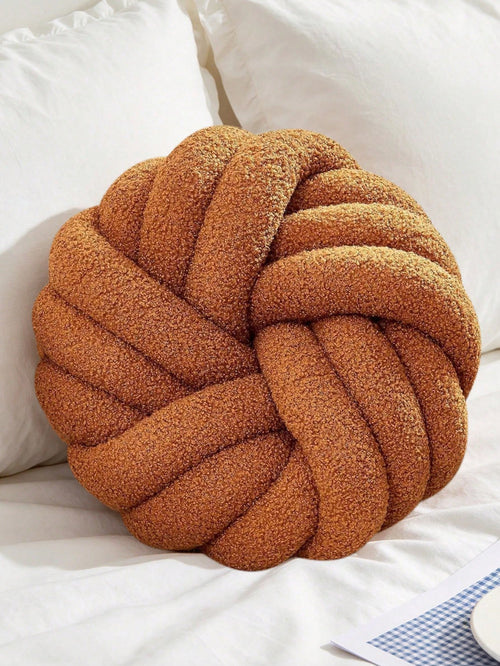 1pc Handmade Woven 3-Strand Round Cushion Pillow, Decorative Atmosphere Pillow, Suitable For Living Room Sofa, Bedroom Bed, 2 Sizes Available, Small Size Is Very Small, Please Check Size Chart Careful