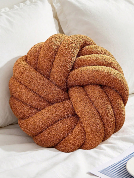 1pc Handmade Woven 3-Strand Round Cushion Pillow, Decorative Atmosphere Pillow, Suitable For Living Room Sofa, Bedroom Bed, 2 Sizes Available, Small Size Is Very Small, Please Check Size Chart Careful