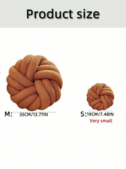 1pc Handmade Woven 3-Strand Round Cushion Pillow, Decorative Atmosphere Pillow, Suitable For Living Room Sofa, Bedroom Bed, 2 Sizes Available, Small Size Is Very Small, Please Check Size Chart Careful