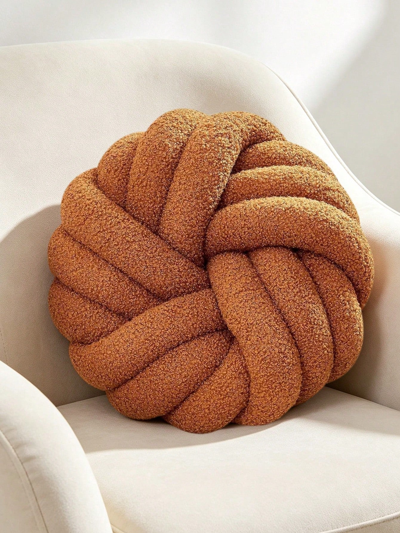 1pc Handmade Woven 3-Strand Round Cushion Pillow, Decorative Atmosphere Pillow, Suitable For Living Room Sofa, Bedroom Bed, 2 Sizes Available, Small Size Is Very Small, Please Check Size Chart Careful