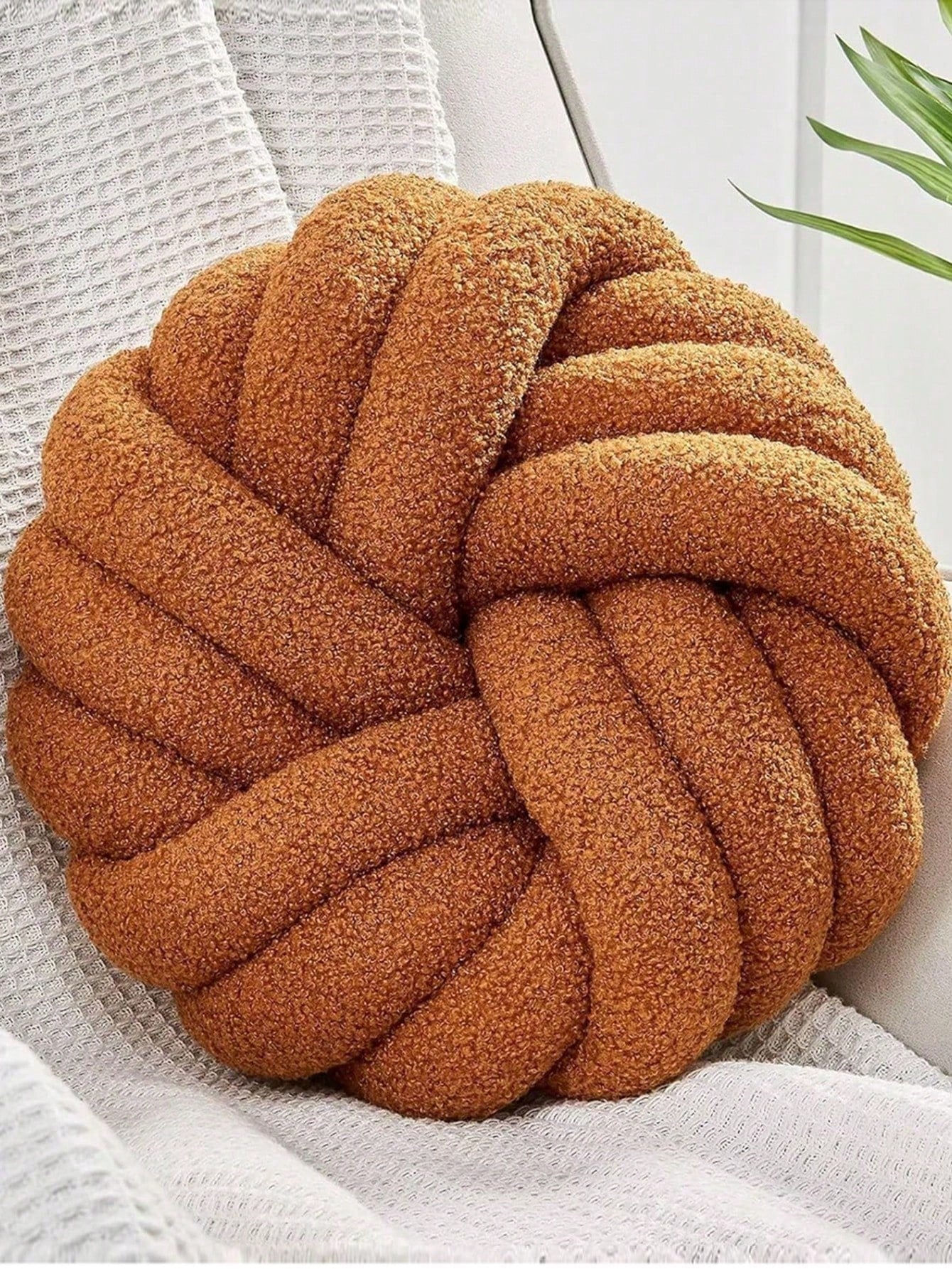 1pc Handmade Woven 3-Strand Round Cushion Pillow, Decorative Atmosphere Pillow, Suitable For Living Room Sofa, Bedroom Bed, 2 Sizes Available, Small Size Is Very Small, Please Check Size Chart Careful