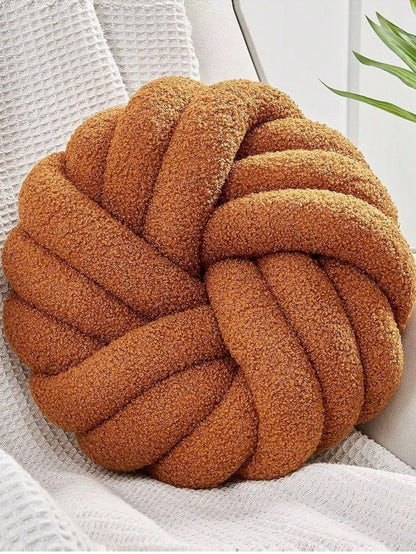 1pc Handmade Woven 3-Strand Round Cushion Pillow, Decorative Atmosphere Pillow, Suitable For Living Room Sofa, Bedroom Bed, 2 Sizes Available, Small Size Is Very Small, Please Check Size Chart Careful