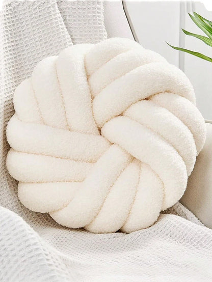 1pc Handmade Woven 3-Strand Round Cushion Pillow, Decorative Atmosphere Pillow, Suitable For Living Room Sofa, Bedroom Bed, 2 Sizes Available, Small Size Is Very Small, Please Check Size Chart Careful