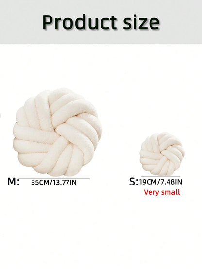 1pc Handmade Woven 3-Strand Round Cushion Pillow, Decorative Atmosphere Pillow, Suitable For Living Room Sofa, Bedroom Bed, 2 Sizes Available, Small Size Is Very Small, Please Check Size Chart Careful