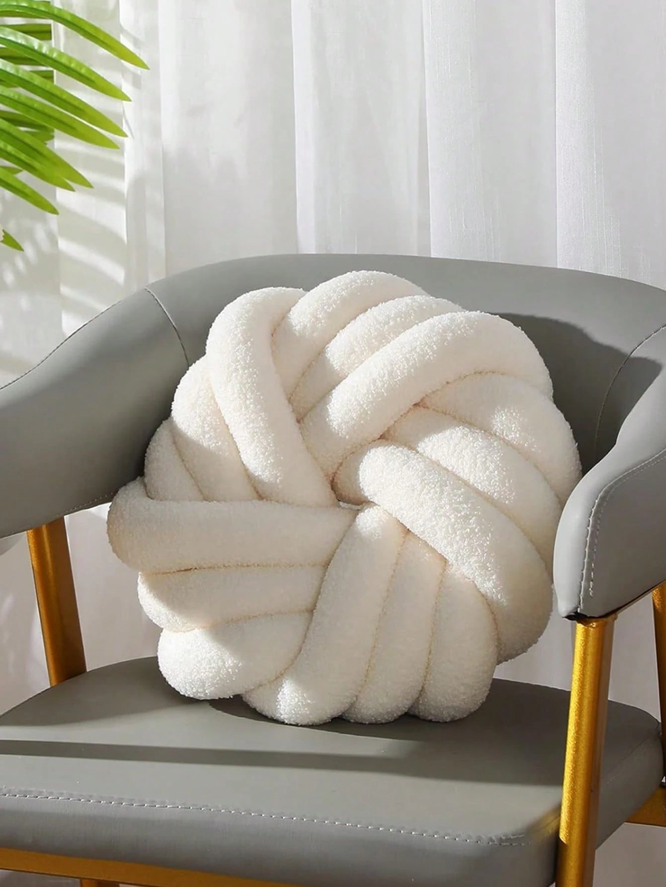 1pc Handmade Woven 3-Strand Round Cushion Pillow, Decorative Atmosphere Pillow, Suitable For Living Room Sofa, Bedroom Bed, 2 Sizes Available, Small Size Is Very Small, Please Check Size Chart Careful