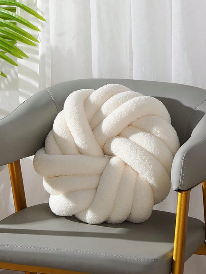 1pc Handmade Woven 3-Strand Round Cushion Pillow, Decorative Atmosphere Pillow, Suitable For Living Room Sofa, Bedroom Bed, 2 Sizes Available, Small Size Is Very Small, Please Check Size Chart Careful