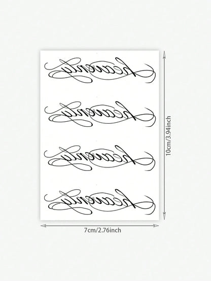 1pc Handwritten "Heavenly" Pattern Temporary Tattoo Sticker, With A Realistic Tattoo Design. Suitable For Daily Travel, Music Festivals, Games, Graduation Gifts. Lasts For 3-5 Days.