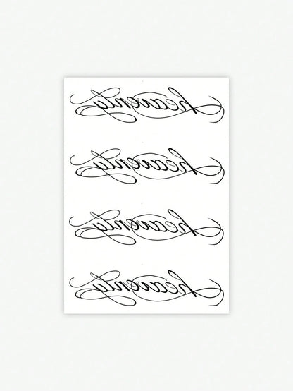 1pc Handwritten "Heavenly" Pattern Temporary Tattoo Sticker, With A Realistic Tattoo Design. Suitable For Daily Travel, Music Festivals, Games, Graduation Gifts. Lasts For 3-5 Days.
