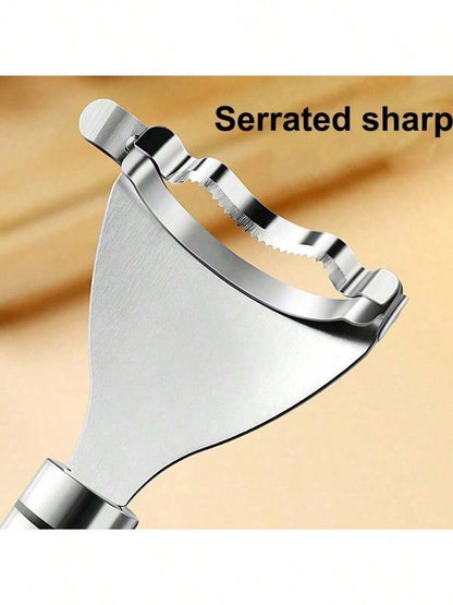 1Pc Heavy Duty Rustproof Stainless Steel Vegetable Chopper Peeler, Ergonomic Comfort Grip Labor-Saving Multi-Functional Kitchen Tool, Portable All-In-One Cutter For Fruit Salad Chip Herb Cutting Prep