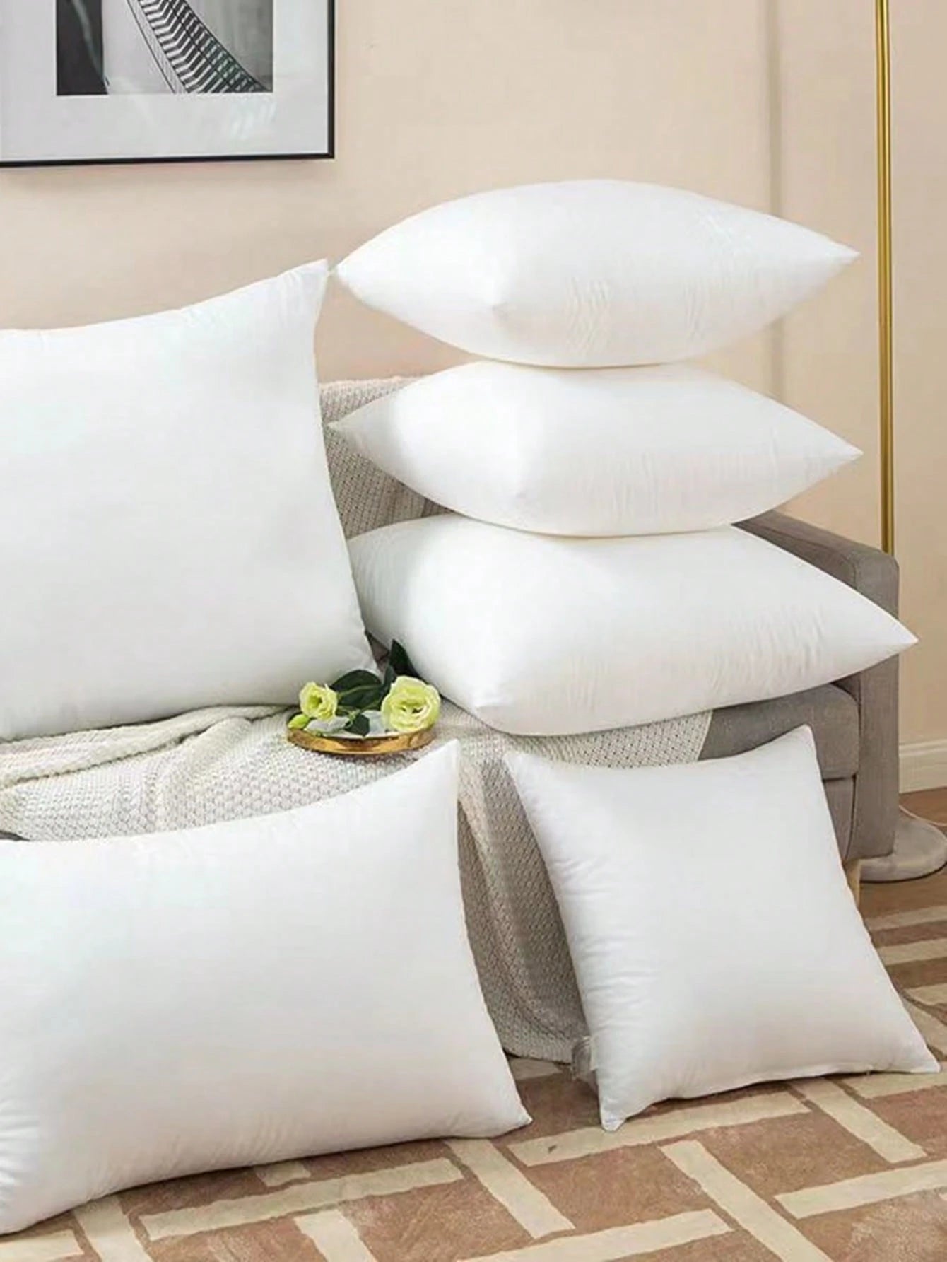 1pc Highly Comfortable & Ultra Soft Square Throw Pillow- Ergonomic Neck & Back Support, Plush & Luxurious Feather-Fill, Ideal For Bedroom, Living Room, Hotels- Single, High Elasticity, Luxurious, Ae