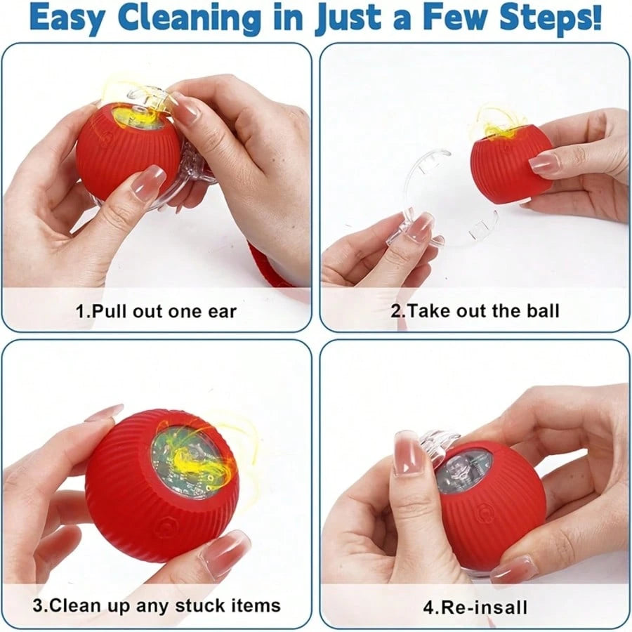 1pc Interactive Cat/Dog Toy Ball, Smart Moving Electric Cat Toy Ball, Suitable For Small/Medium/Large Cats Indoor Exercise, USB Rechargeable, Cat Toy Ball With Tail String