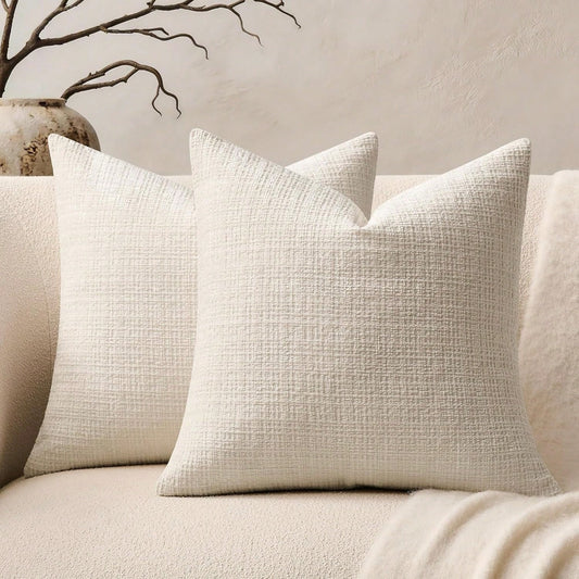 1pc Ivory Soft Texture Pillow Cover (Inner Pillow Not Included), Size 18x18 Inches, Cream Soft Velvet Decorative Neutral Beige Throw Pillow Case, Suitable For Sofa, Bed, Living Room, Bedroom, Farmhous