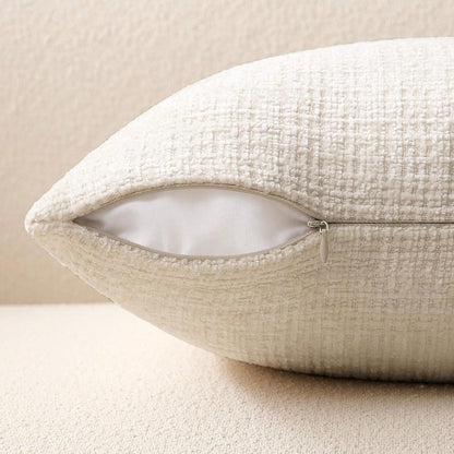 1pc Ivory Soft Texture Pillow Cover (Inner Pillow Not Included), Size 18x18 Inches, Cream Soft Velvet Decorative Neutral Beige Throw Pillow Case, Suitable For Sofa, Bed, Living Room, Bedroom, Farmhous