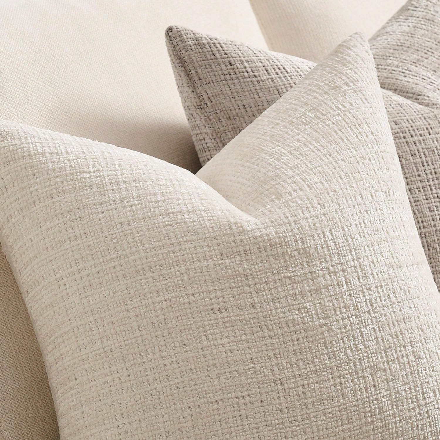 1pc Ivory Soft Texture Pillow Cover (Inner Pillow Not Included), Size 18x18 Inches, Cream Soft Velvet Decorative Neutral Beige Throw Pillow Case, Suitable For Sofa, Bed, Living Room, Bedroom, Farmhous