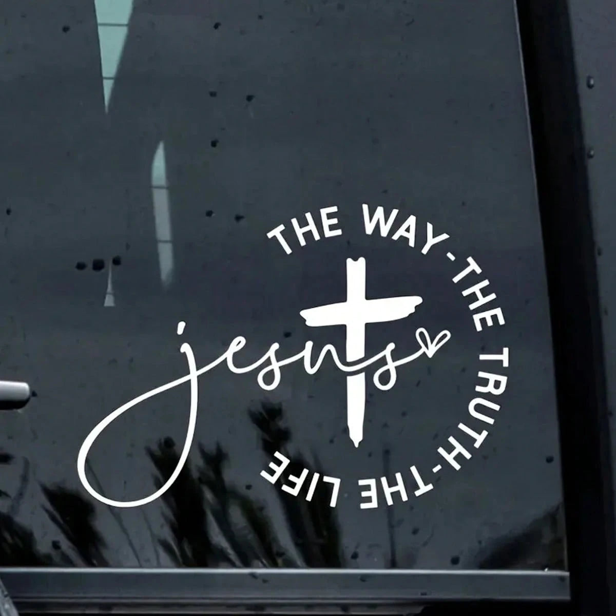 1pc Jesus Way Christian Car Sticker- Cross Design With "The Way, The Truth, The Life" Text- One-Time Vinyl Sticker- Fade-Resistant, Self-Adhesive, Multiple Colors Available- Mother's Day Gift, Car