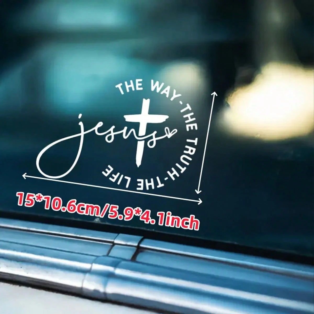 1pc Jesus Way Christian Car Sticker- Cross Design With "The Way, The Truth, The Life" Text- One-Time Vinyl Sticker- Fade-Resistant, Self-Adhesive, Multiple Colors Available- Mother's Day Gift, Car
