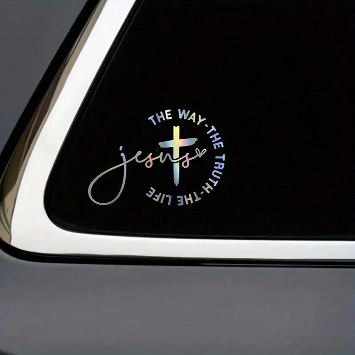 1pc Jesus Way Christian Car Sticker- Cross Design With "The Way, The Truth, The Life" Text- One-Time Vinyl Sticker- Fade-Resistant, Self-Adhesive, Multiple Colors Available- Mother's Day Gift, Car