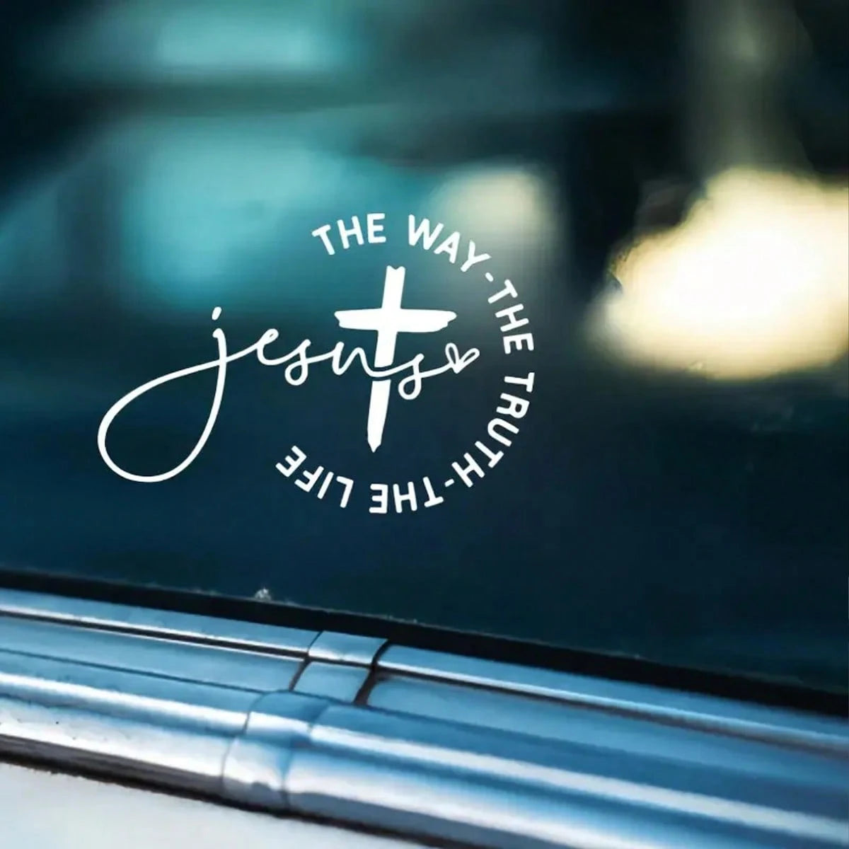 1pc Jesus Way Christian Car Sticker- Cross Design With "The Way, The Truth, The Life" Text- One-Time Vinyl Sticker- Fade-Resistant, Self-Adhesive, Multiple Colors Available- Mother's Day Gift, Car