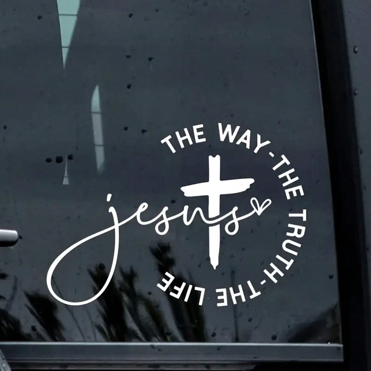 1pc Jesus Way Christian Car Sticker- Cross Design With "The Way, The Truth, The Life" Text- One-Time Vinyl Sticker- Fade-Resistant, Self-Adhesive, Multiple Colors Available- Mother's Day Gift, Car