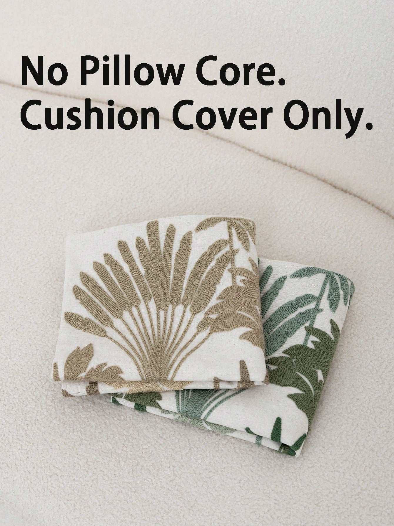 1pc Khaki Tropical Palm Plant Embroidered Pillowcase, Spring/Summer Fresh Plant Leaf Decorative Pillowcase, Suitable For Indoor Decoration, All-Season Pillowcase, Without Insert