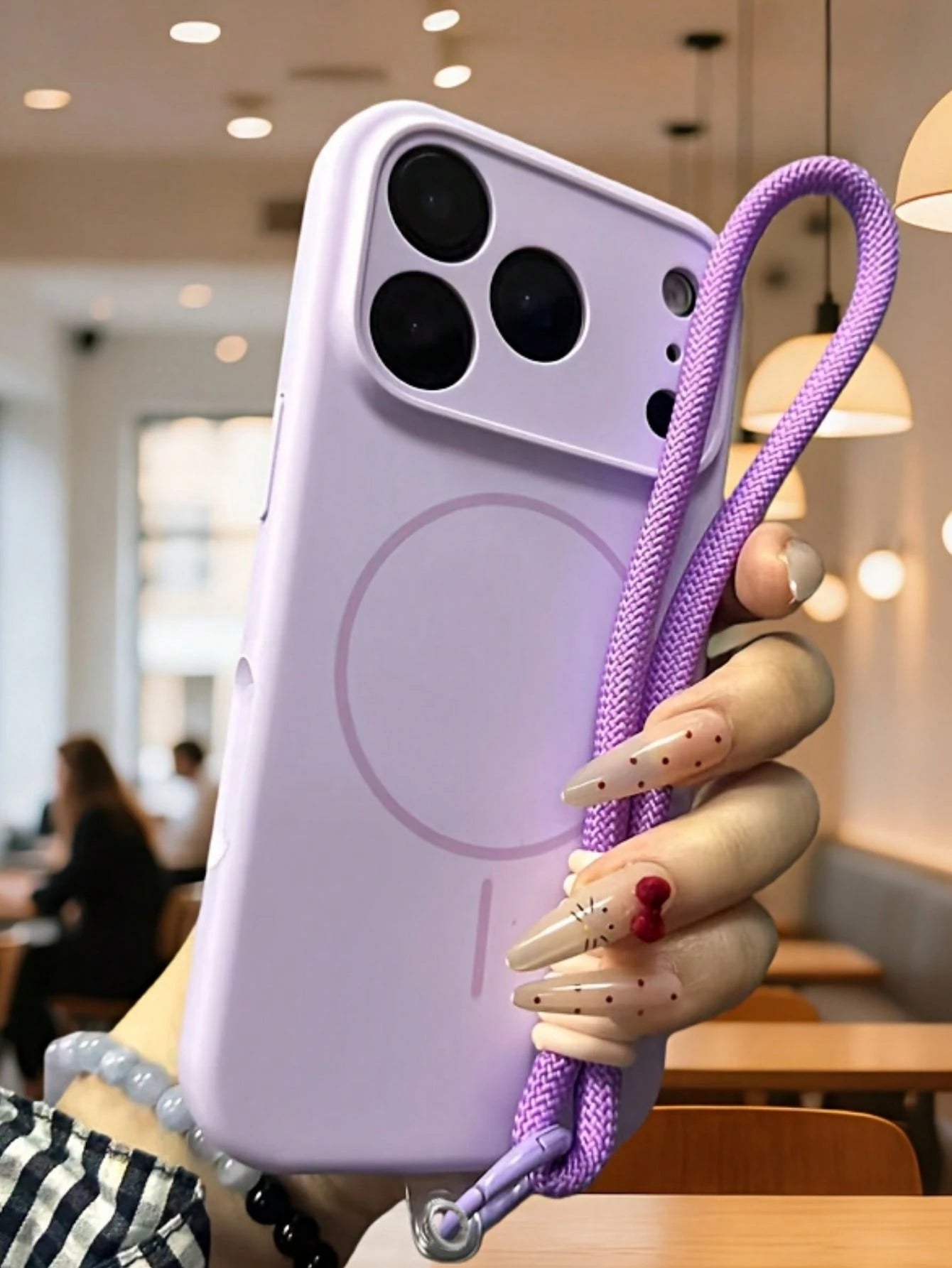 1pc Lanyard Style Minimalist Silicone Matte Liquid Magnetic Phone Case + Short Lanyard Strap Compatible With IPhone 17 Air 16 15 14 13 12 Pro Max Plus, Wireless Charging Soft Silicone Back Cover Offic