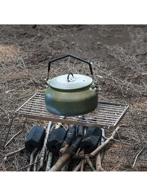 1pc Large Folding Campfire Grill, Stainless Steel Firepit Grill Grate, Heavy Duty Portable Camping Grill, Gas BBQ Grill Grate For Backpacking, Hiking, Picnics, Fishing