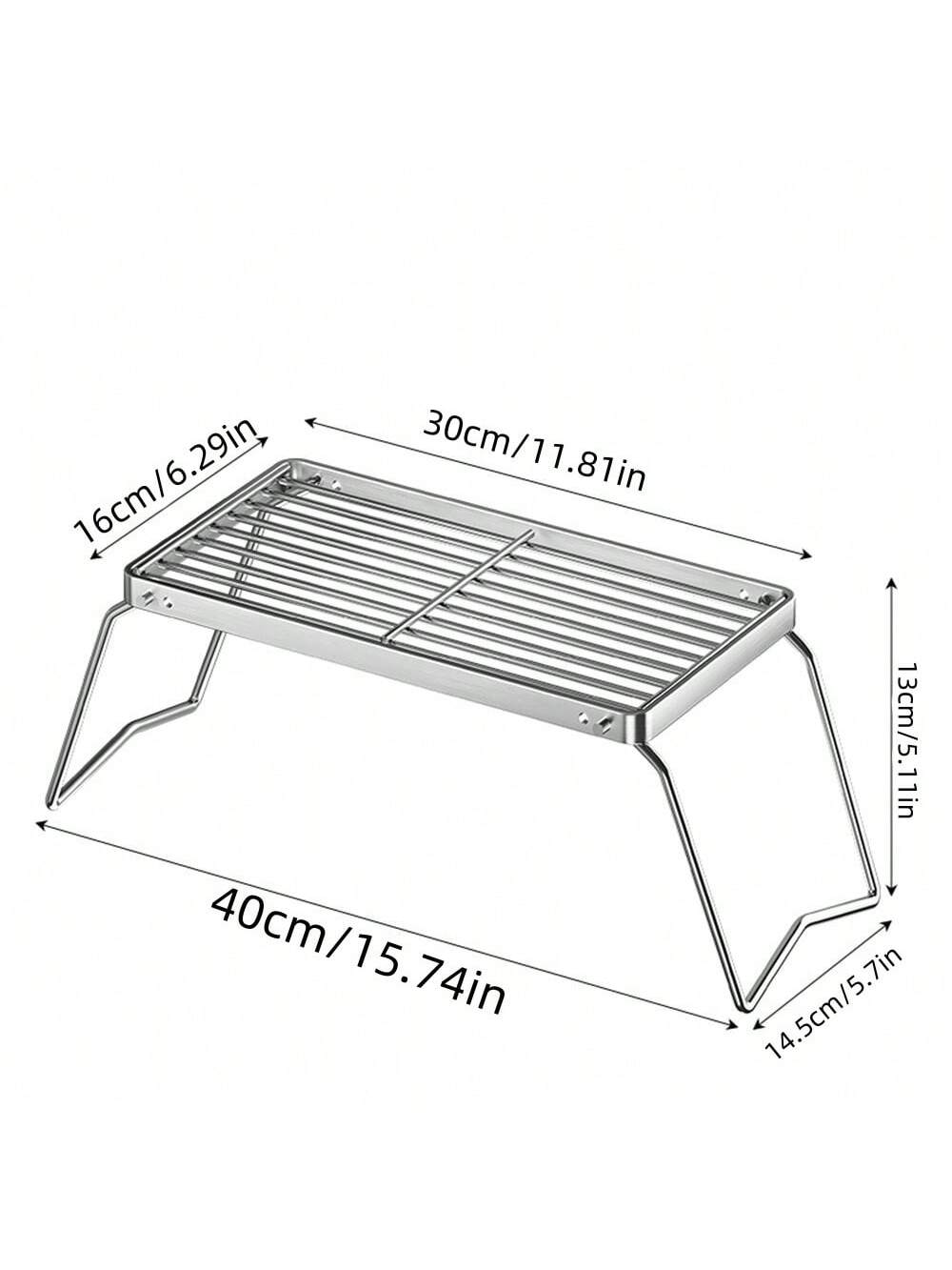 1pc Large Folding Campfire Grill, Stainless Steel Firepit Grill Grate, Heavy Duty Portable Camping Grill, Gas BBQ Grill Grate For Backpacking, Hiking, Picnics, Fishing