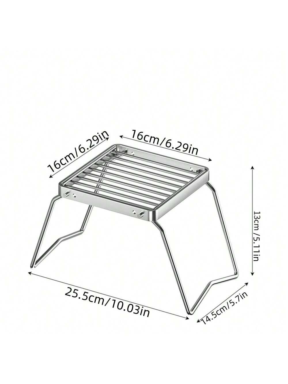 1pc Large Folding Campfire Grill, Stainless Steel Firepit Grill Grate, Heavy Duty Portable Camping Grill, Gas BBQ Grill Grate For Backpacking, Hiking, Picnics, Fishing