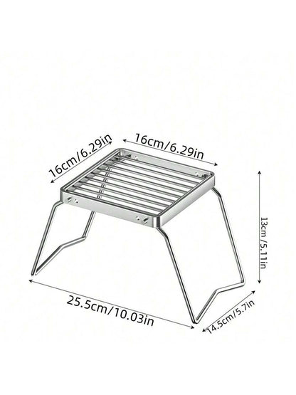 1pc Large Folding Campfire Grill, Stainless Steel Firepit Grill Grate, Heavy Duty Portable Camping Grill, Gas BBQ Grill Grate For Backpacking, Hiking, Picnics, Fishing