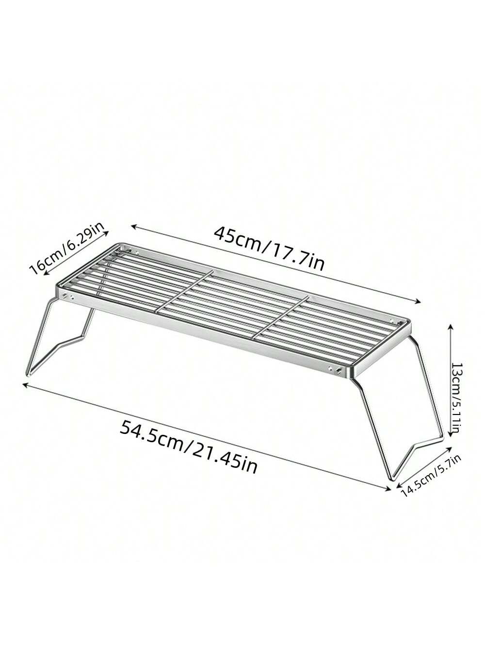 1pc Large Folding Campfire Grill, Stainless Steel Firepit Grill Grate, Heavy Duty Portable Camping Grill, Gas BBQ Grill Grate For Backpacking, Hiking, Picnics, Fishing