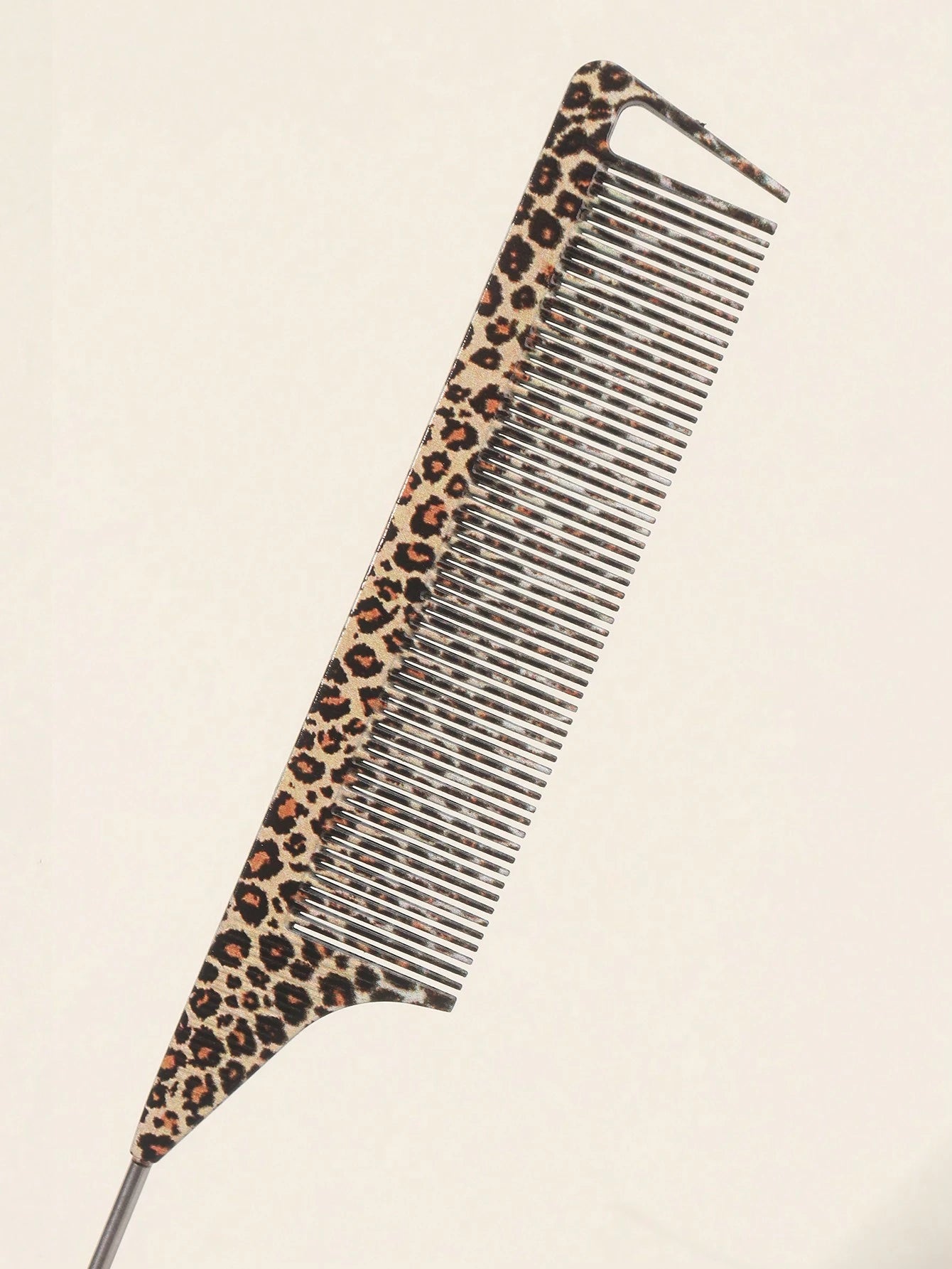 1Pc Leopard Rat Tail Comb, Hair Sectioning Dyeing Comb With Hooked Tail EndPointed Tail Comb Durable Hair CombsSectioned Hair, Hair Combs,1PC CarbonFiber Plastic Dyed Combs Stainless SteelPintail Hair