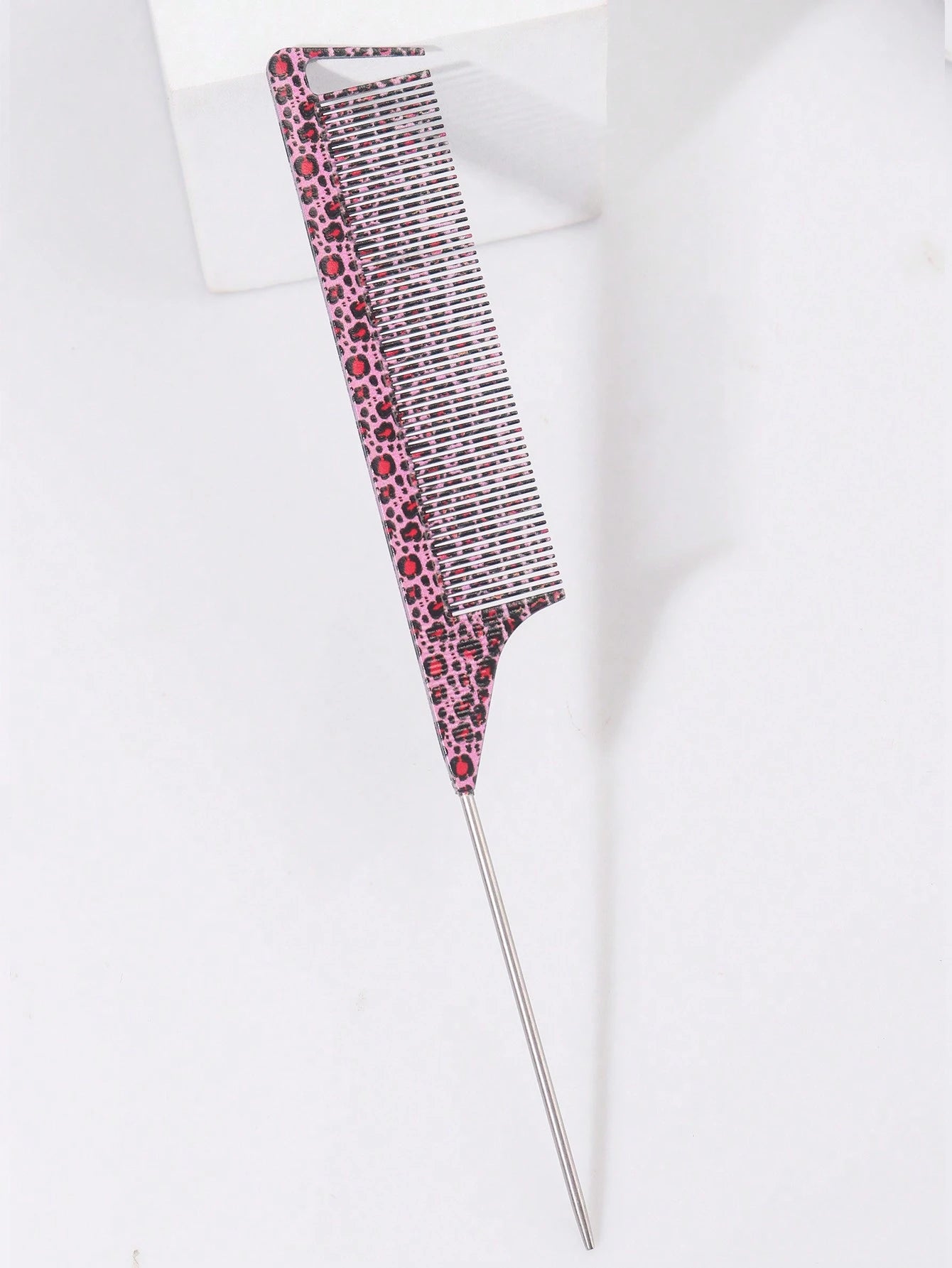 1Pc Leopard Rat Tail Comb, Hair Sectioning Dyeing Comb With Hooked Tail EndPointed Tail Comb Durable Hair CombsSectioned Hair, Hair Combs,1PC CarbonFiber Plastic Dyed Combs Stainless SteelPintail Hair