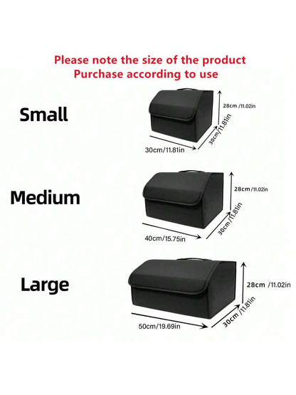 1pc Matte Black Leather Car Storage Box, Folding Multifunctional Storage Bag, Trunk Organizer Suitable For All Car Models