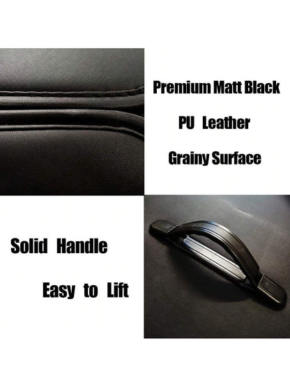 1pc Matte Black Leather Car Storage Box, Folding Multifunctional Storage Bag, Trunk Organizer Suitable For All Car Models