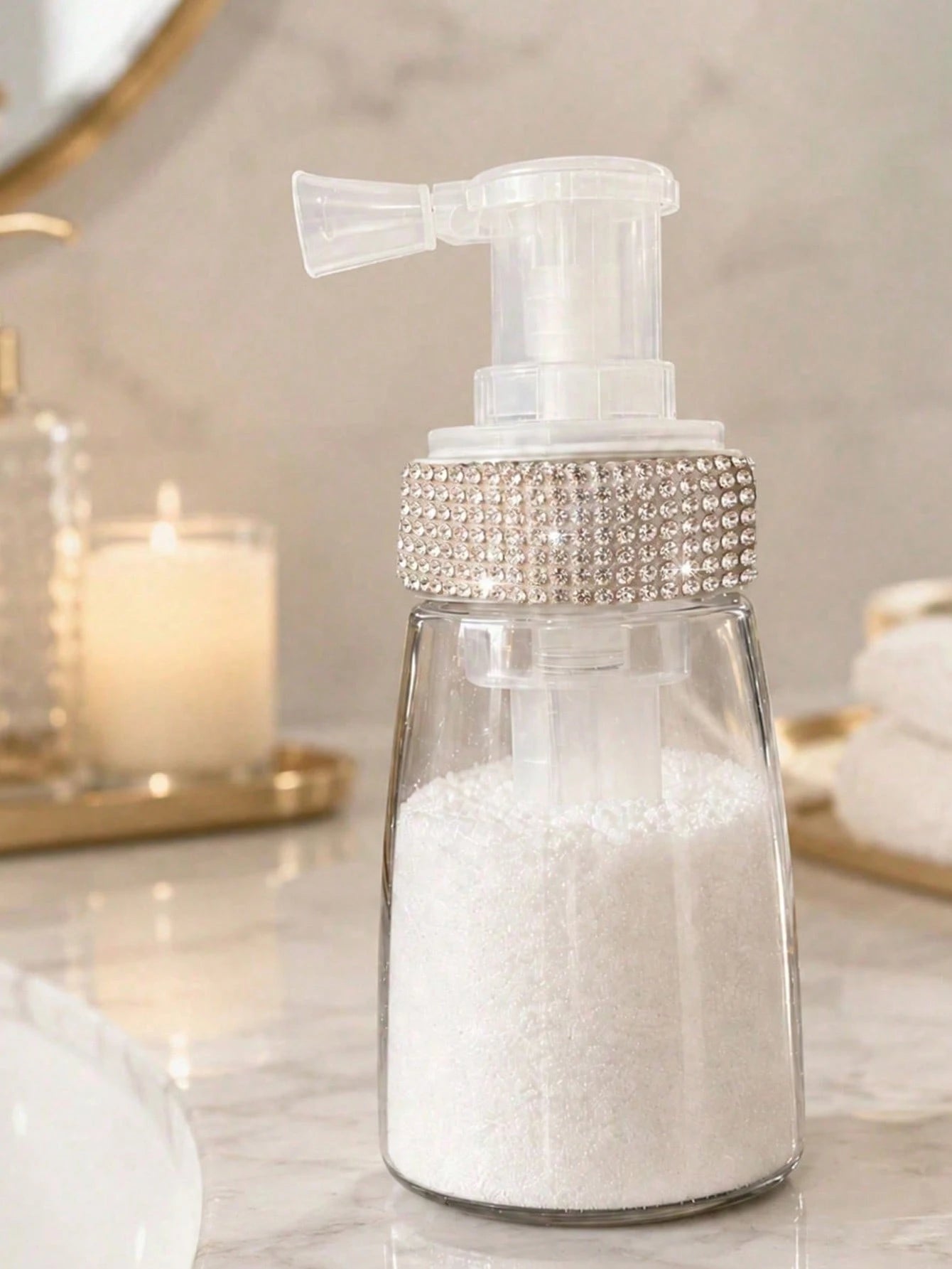 1PC Medicinal Spray Powder Bottle, Medicinal Spray Powder Bottle, Rhinestone Decorated Cosmetic Powder Dispenser Bottle, Fluffy Powder Spray Bottle, Suitable For Various Powder Dispenser Bottles, With