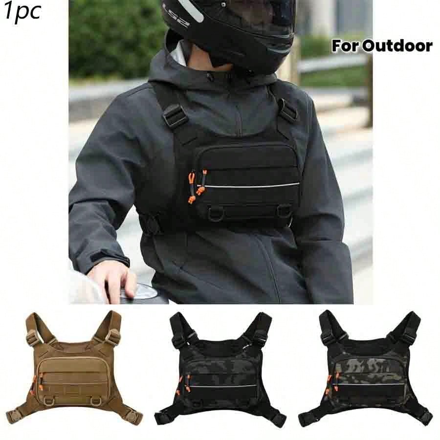 1pc Men's Chest Bag, Motorcycle, Bicycle Riding Bag, Outdoor Sports Training Fitness Chest Bag, Lure Fly Fishing Bag, Wilderness Exploration, Camping Personal Item Storage Bag, Lightweight Outdoor Bag