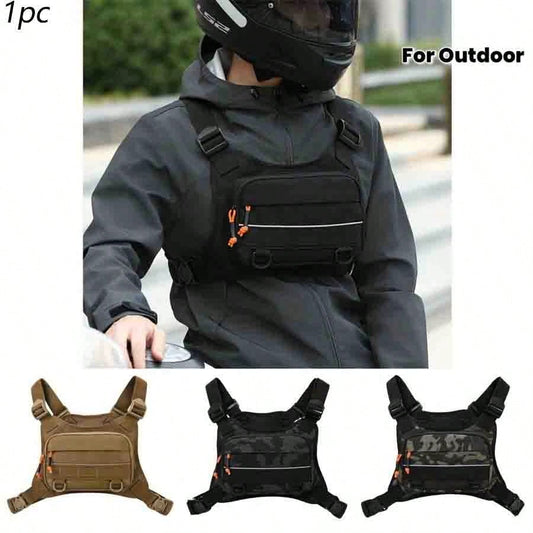 1pc Men's Chest Bag, Motorcycle, Bicycle Riding Bag, Outdoor Sports Training Fitness Chest Bag, Lure Fly Fishing Bag, Wilderness Exploration, Camping Personal Item Storage Bag, Lightweight Outdoor Bag