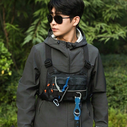 1pc Men's Chest Bag, Motorcycle, Bicycle Riding Bag, Outdoor Sports Training Fitness Chest Bag, Lure Fly Fishing Bag, Wilderness Exploration, Camping Personal Item Storage Bag, Lightweight Outdoor Bag